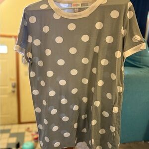 LuLaRoe Cream and Gray Polka Dot Top